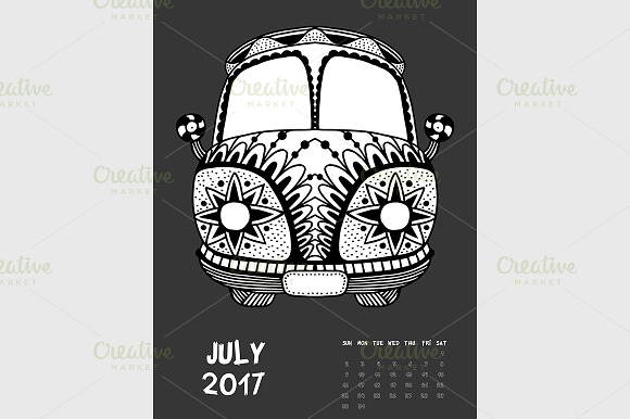 Dark Printable Calendar 2017 in Graphics - product preview 7