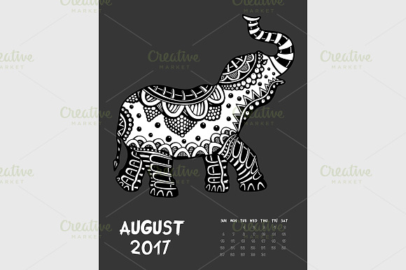Dark Printable Calendar 2017 in Graphics - product preview 8