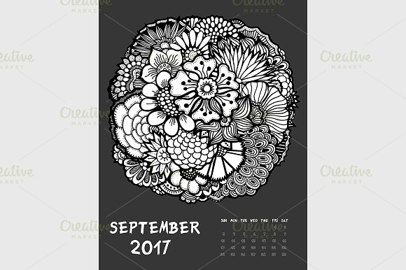 Dark Printable Calendar 2017 in Graphics - product preview 9