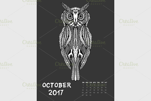 Dark Printable Calendar 2017 in Graphics - product preview 10