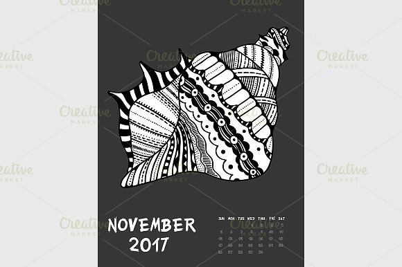 Dark Printable Calendar 2017 in Graphics - product preview 11