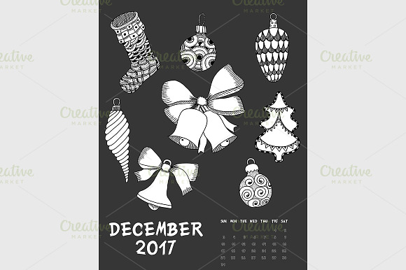 Dark Printable Calendar 2017 in Graphics - product preview 12