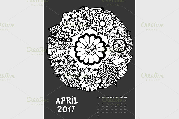 Printable Calendar 2017 Dark in Graphics - product preview 4