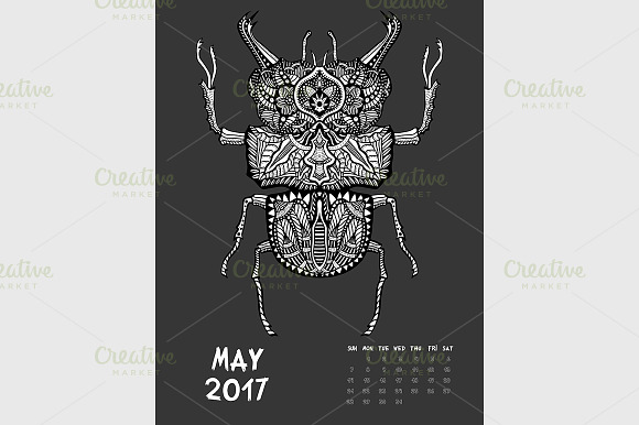 Printable Calendar 2017 Dark in Graphics - product preview 5