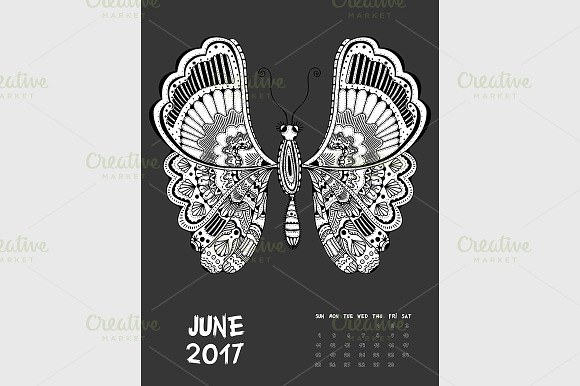 Printable Calendar 2017 Dark in Graphics - product preview 6