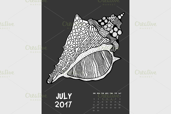 Printable Calendar 2017 Dark in Graphics - product preview 7