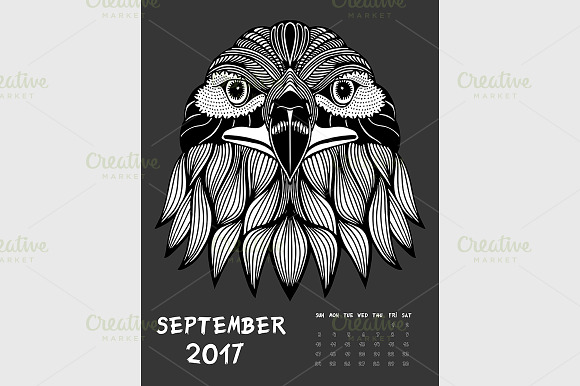 Printable Calendar 2017 Dark in Graphics - product preview 9