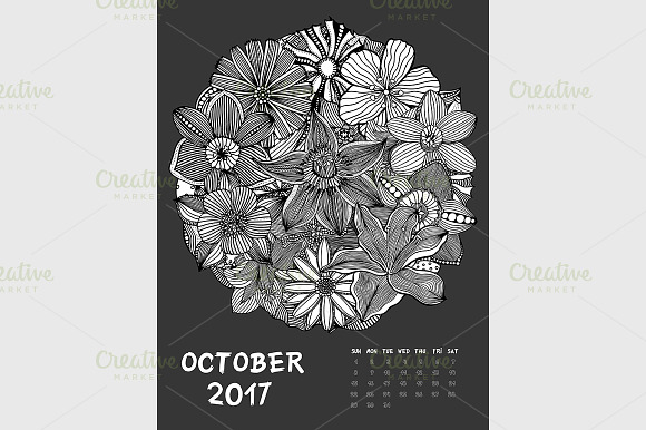 Printable Calendar 2017 Dark in Graphics - product preview 10