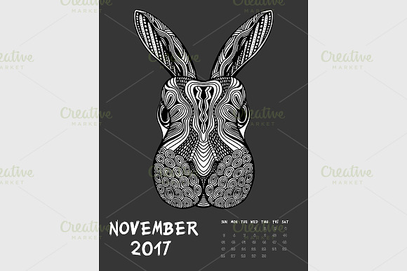 Printable Calendar 2017 Dark in Graphics - product preview 11