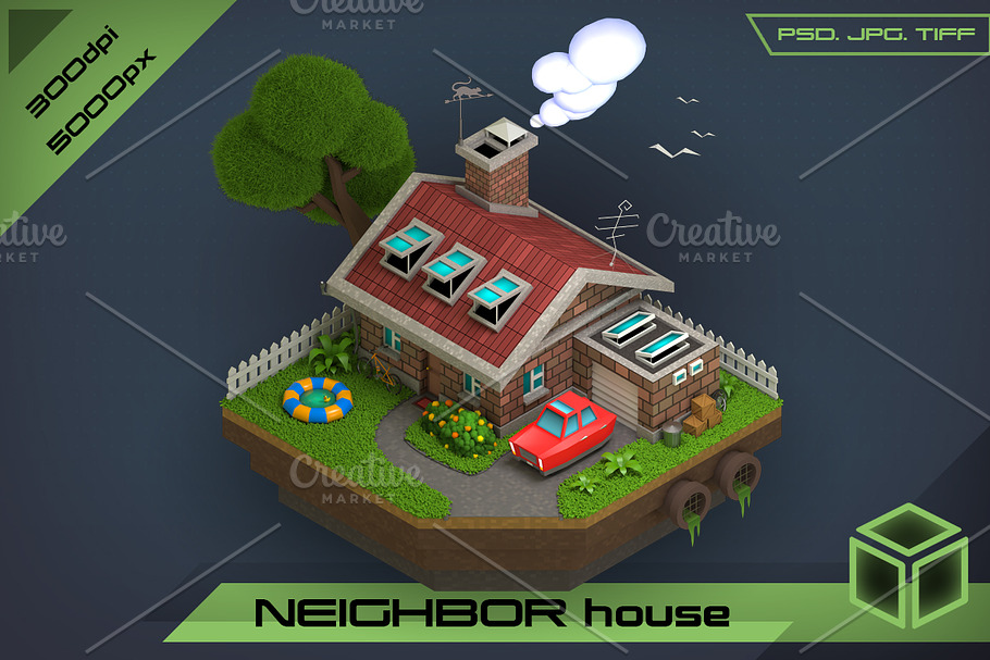 Neighbor House in Illustrations - product preview 8