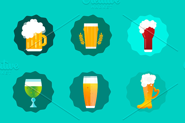 Beer vector icons set