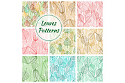 Textured leaves seamless patterns