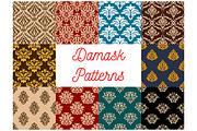 Damask seamless floral patterns