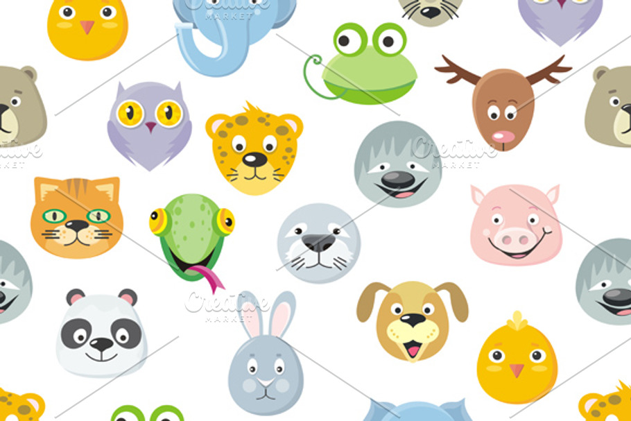 Seamless Pattern Animal Faces in Patterns - product preview 8