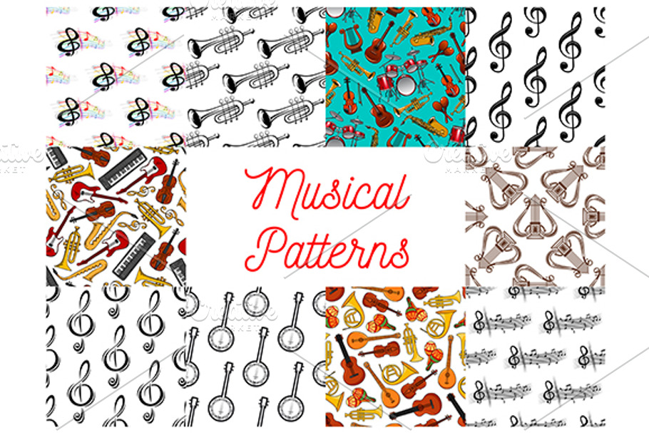 Music seamless patterns set in Patterns - product preview 8