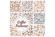 Coffee drinks seamless patterns