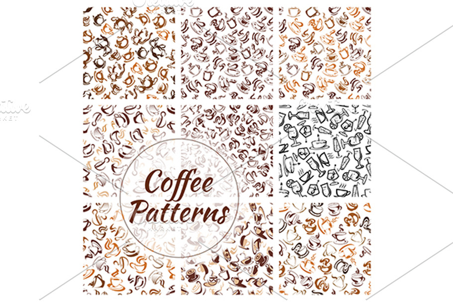 Coffee drinks seamless patterns in Patterns - product preview 8