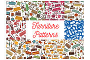 Home furniture seamless patterns