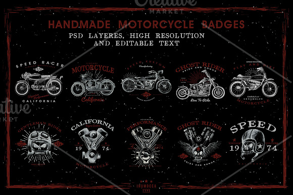 HandDraw Vintage Motorcycle Badges in Logo Templates - product preview 5