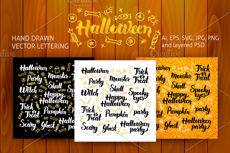 Halloween Lettering Design Set
