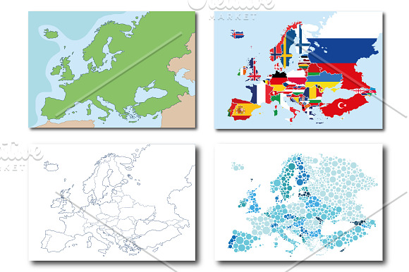 15x Maps of Europe in Illustrations - product preview 5