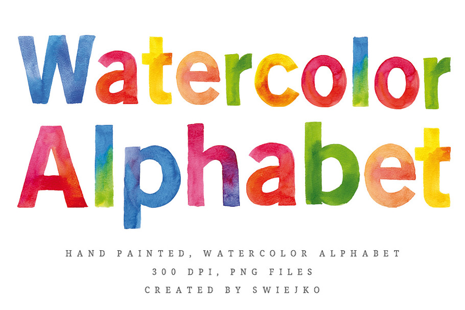 Watercolor Alphabet, letters