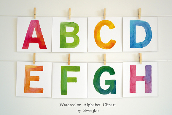 Watercolor Alphabet, letters in Illustrations - product preview 1