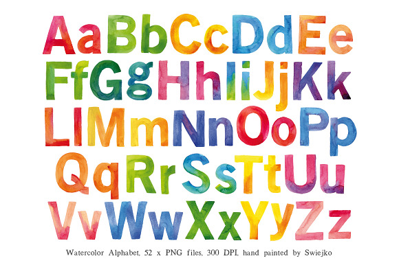 Watercolor Alphabet, letters in Illustrations - product preview 2