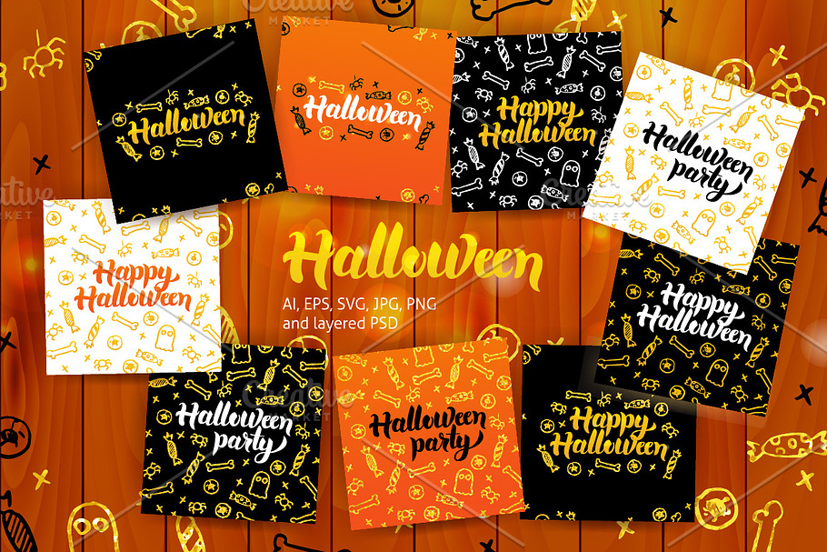 Halloween Postcards Lettering Design