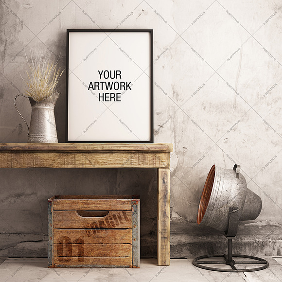 Frame Mockup Industrial Interior  in Print Mockups - product preview 1