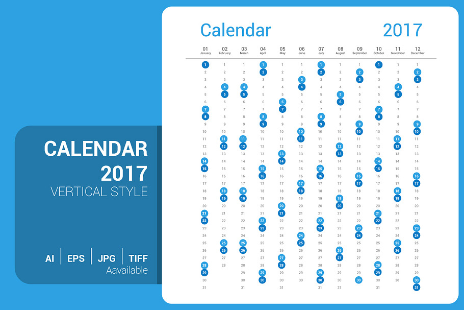 Calendar 2017 Vertical Design in Stationery Templates - product preview 8