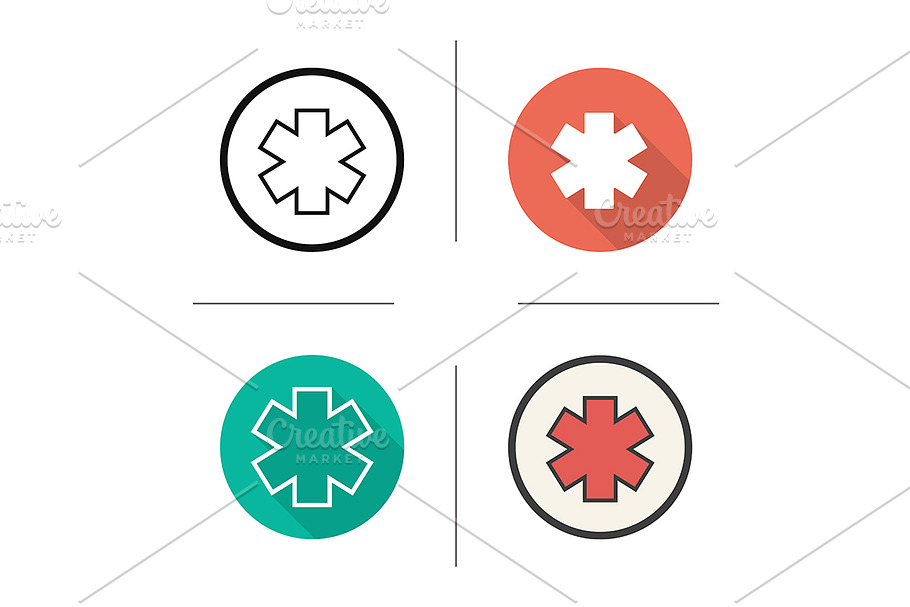 Star of life. 4 icons. Vector