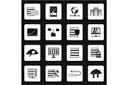 Database icons set, simple style