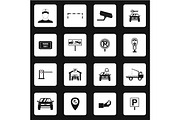 Parking icons set, simple style