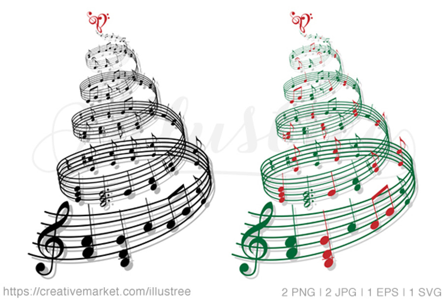Download Christmas Tree With Music Notes Creative Daddy SVG Cut Files