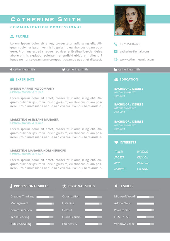 Modern Resume Template vol.1 in Resume Templates - product preview 2