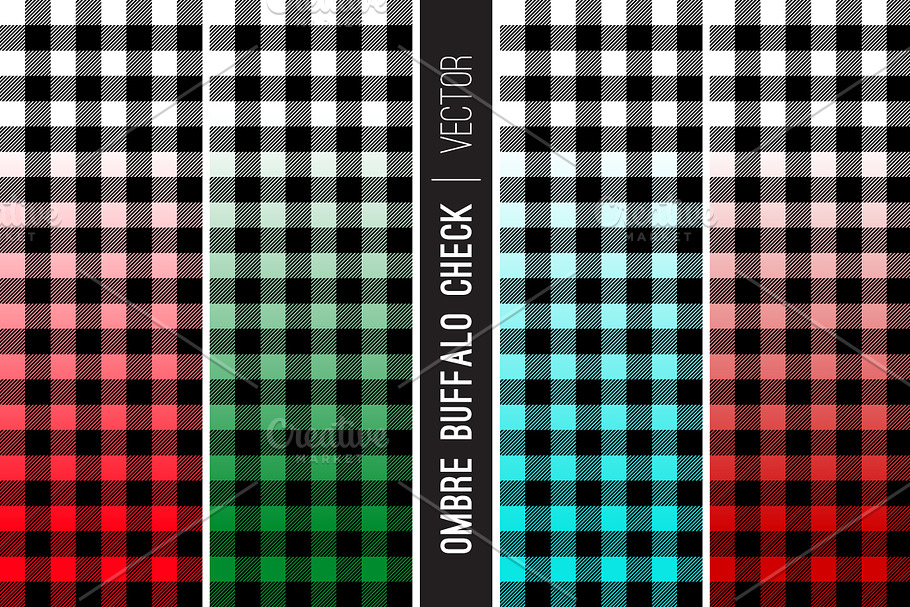 Ombre Xmas Buffalo Check Vector in Patterns - product preview 8