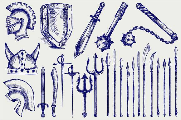 Medieval weapons in Military Icons - product preview 2