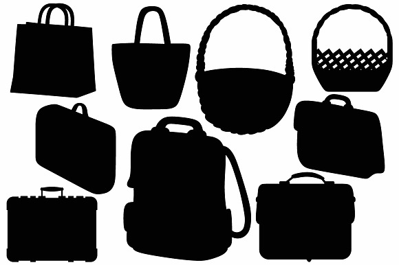 Set of bags, suitcases, baskets in Objects - product preview 2