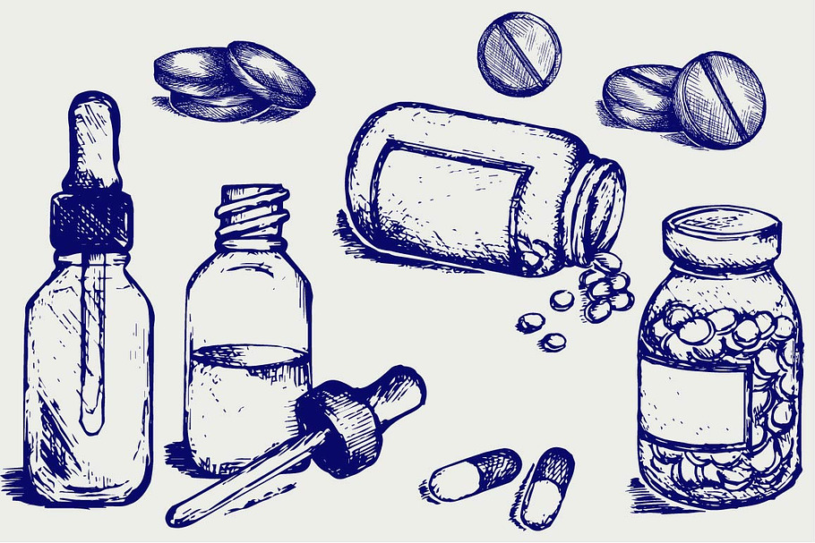 Therapeutic drugs, pills in Black And White Icons - product preview 8