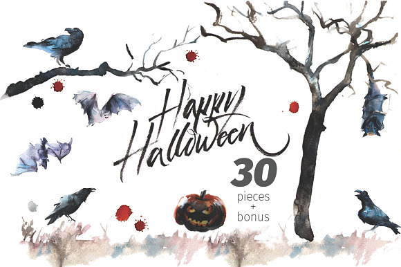 Halloween Watercolor Set in Illustrations - product preview 1