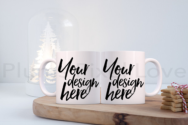 2 Christmas styled stock mug mockups