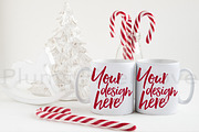 2 Christmas styled stock mug mockups
