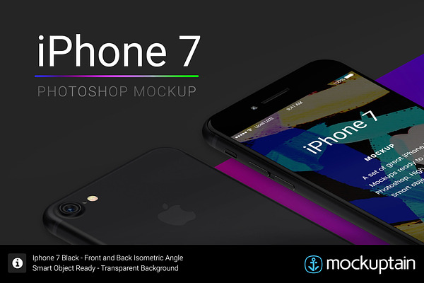 Iphone 7 Mockup Isometric Black