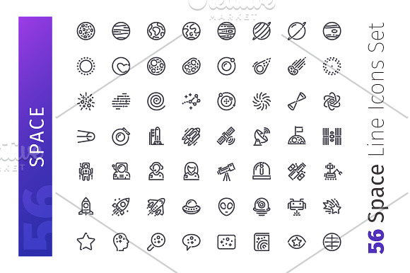 Space Line Icons Set in Space Icons - product preview 1