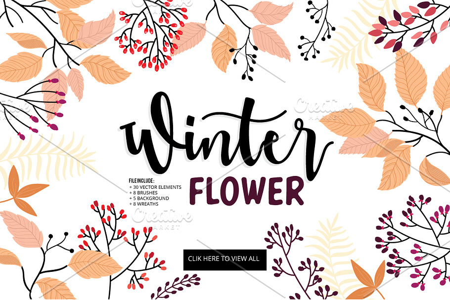 Winter & Autumn Floral Vector DIY in Illustrations - product preview 8