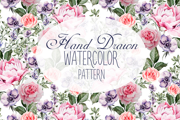 7 Hand Drawn Watercolor PATTERNS