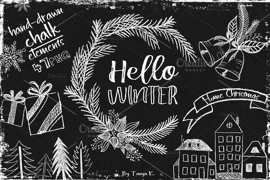 Hello Winter Hand-drawn Chalk Kit in Illustrations - product preview 8