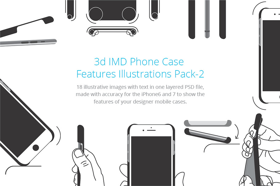 3d IMD Phone Case Illustrations Set