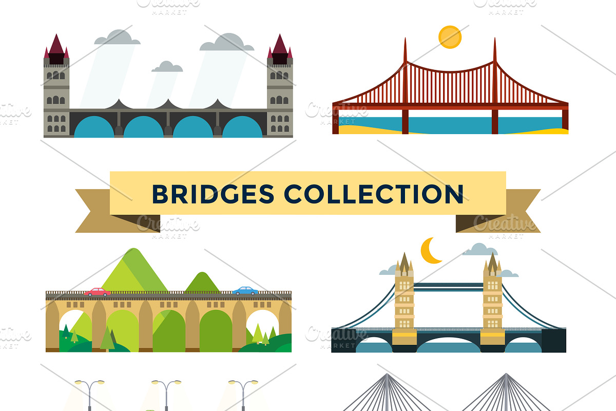 Bridge vector set in Illustrations - product preview 8